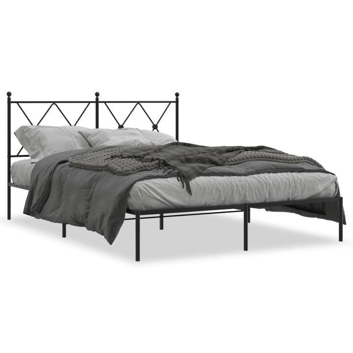 sengeramme med sengegavl 135x190 cm metal sort