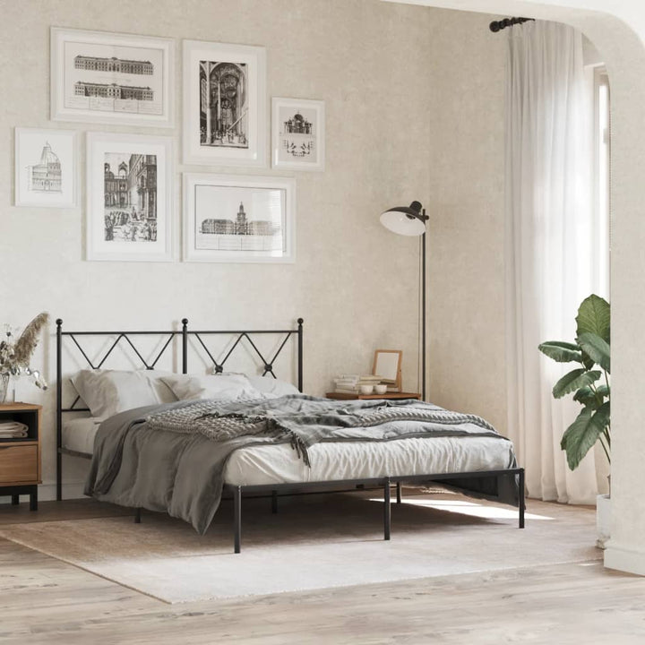 sengeramme med sengegavl 140x190 cm metal sort