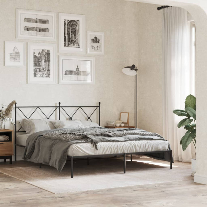 sengeramme med sengegavl 160x200 cm metal sort