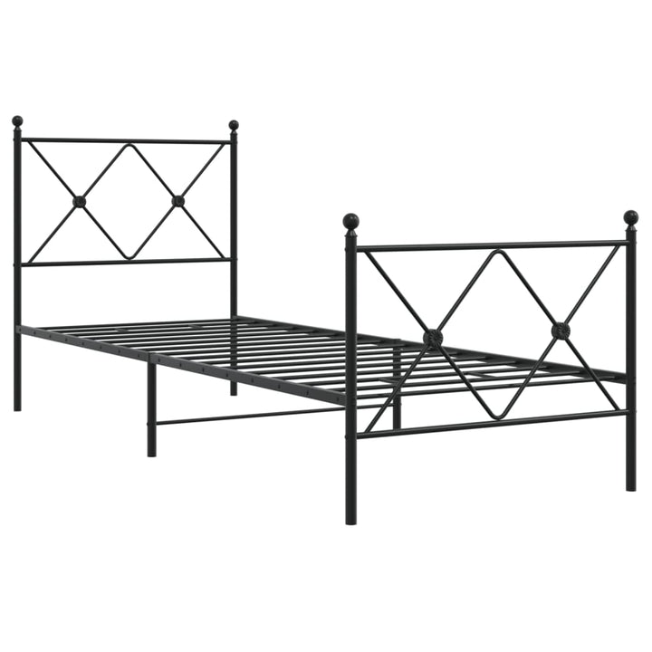 sengeramme med sengegavl og fodgærde 80x200 cm metal sort