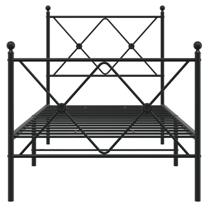 sengeramme med sengegavl og fodgærde 80x200 cm metal sort