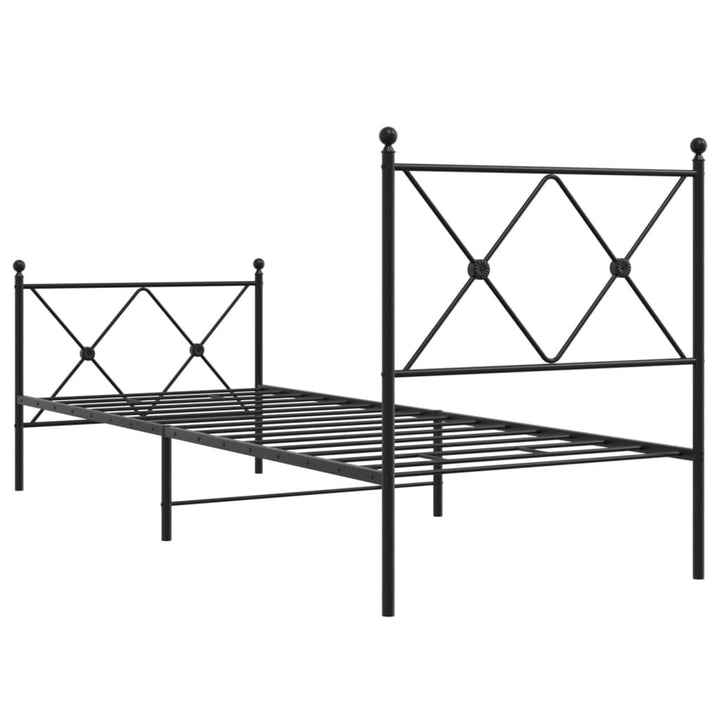 sengeramme med sengegavl og fodgærde 80x200 cm metal sort