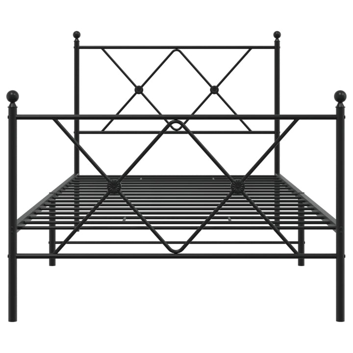 sengeramme med sengegavl og fodgærde 90x190 cm metal sort