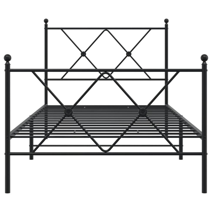sengeramme med sengegavl og fodgærde 90x200 cm metal sort