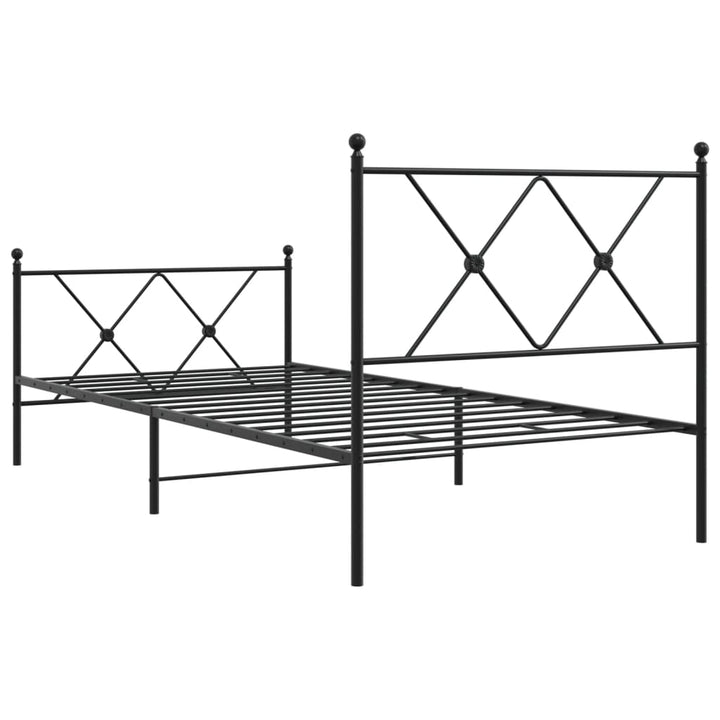 sengeramme med sengegavl og fodgærde 90x200 cm metal sort
