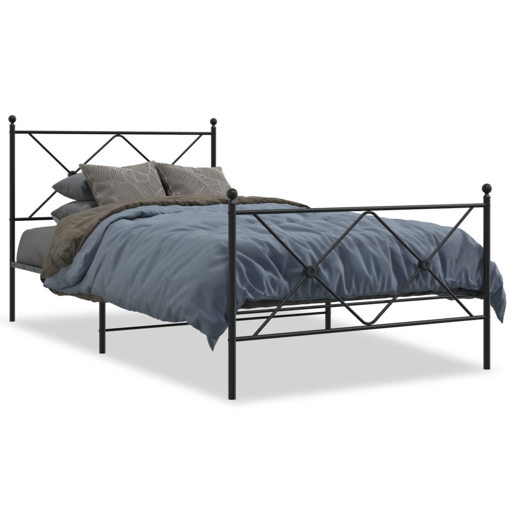 sengeramme med sengegavl og fodgærde 100x190 cm metal sort