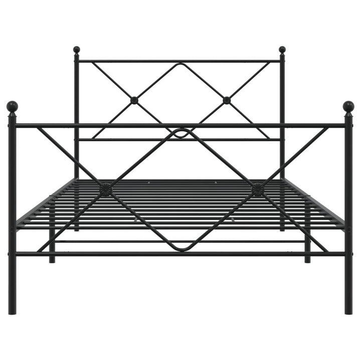 sengeramme med sengegavl og fodgærde 100x190 cm metal sort