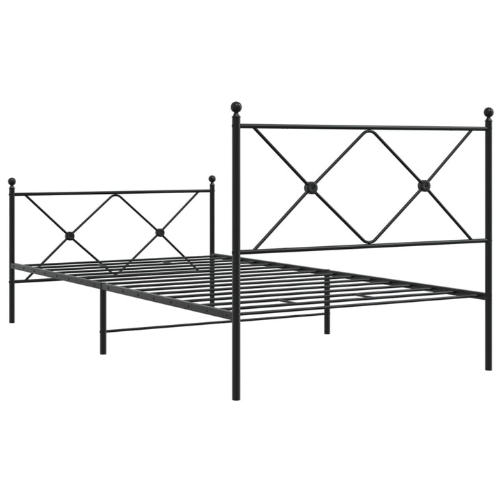 sengeramme med sengegavl og fodgærde 100x190 cm metal sort