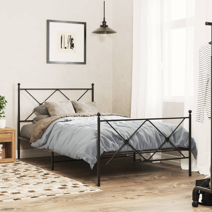 sengeramme med sengegavl og fodgærde 100x190 cm metal sort