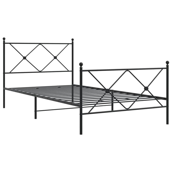 sengeramme med sengegavl og fodgærde 100x200 cm metal sort