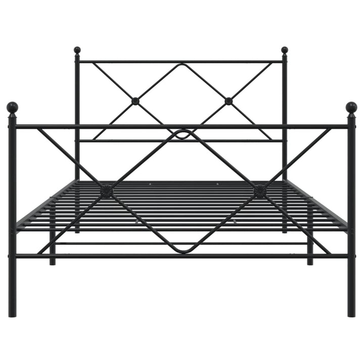 sengeramme med sengegavl og fodgærde 100x200 cm metal sort