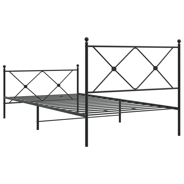 sengeramme med sengegavl og fodgærde 100x200 cm metal sort