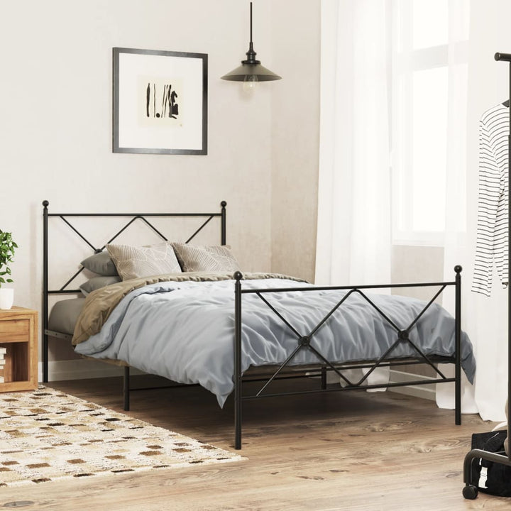 sengeramme med sengegavl og fodgærde 100x200 cm metal sort