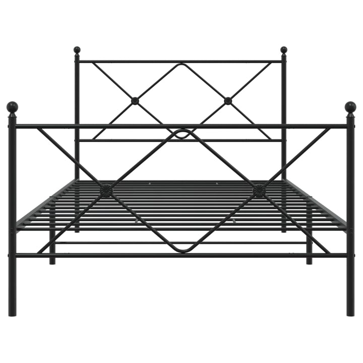 sengeramme med sengegavl og fodgærde 107x203 cm metal sort