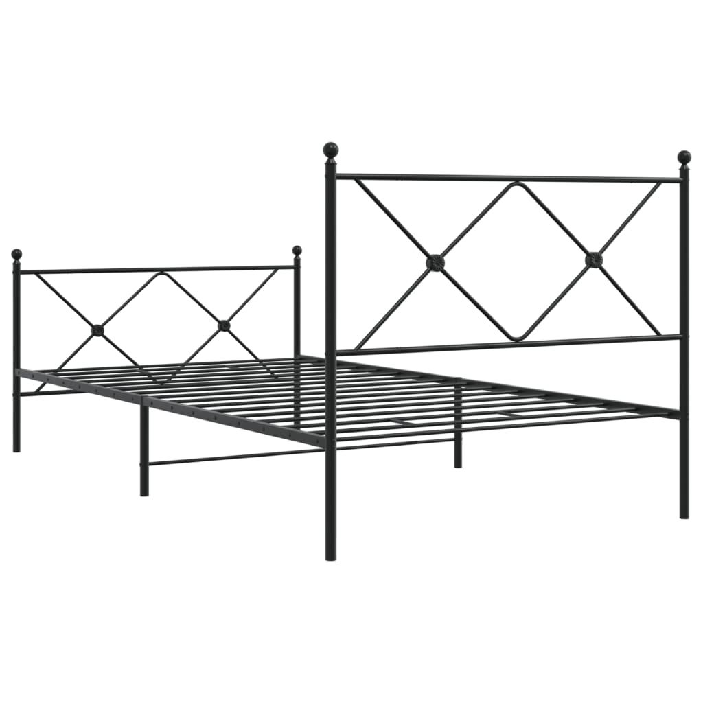 sengeramme med sengegavl og fodgærde 107x203 cm metal sort