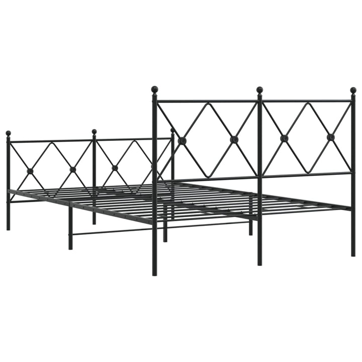sengeramme med sengegavl og fodgærde 120x190 cm metal sort