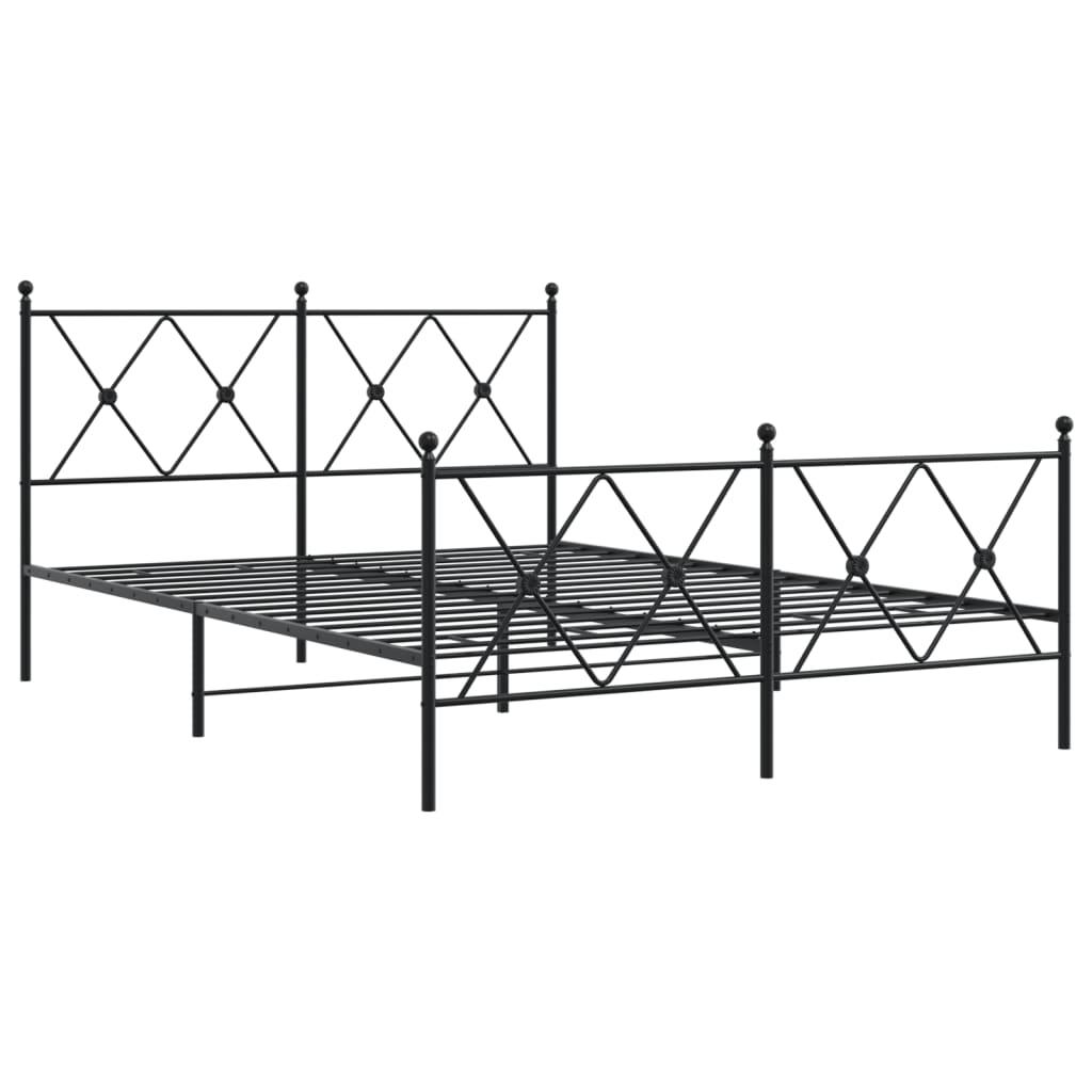 sengeramme med sengegavl og fodgærde 137x190 cm metal sort