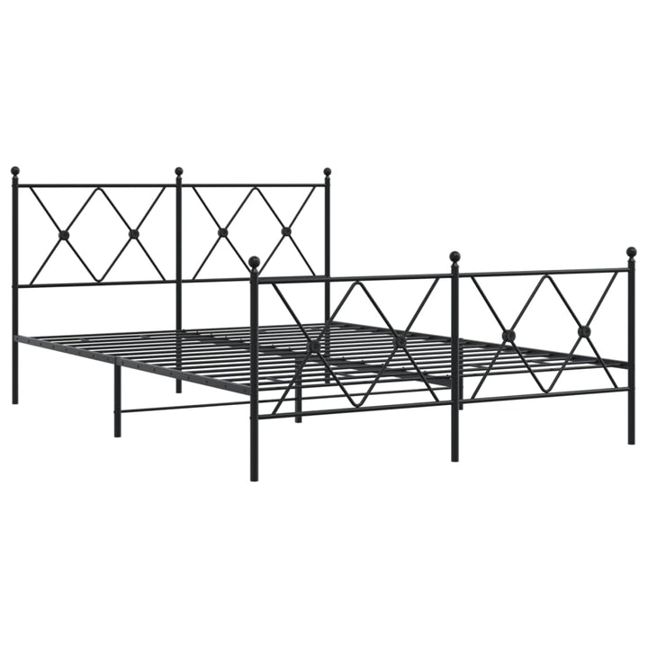 sengeramme med sengegavl og fodgærde 137x190 cm metal sort