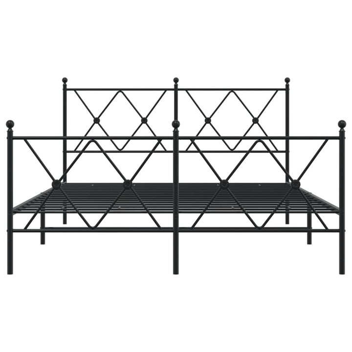 sengeramme med sengegavl og fodgærde 137x190 cm metal sort
