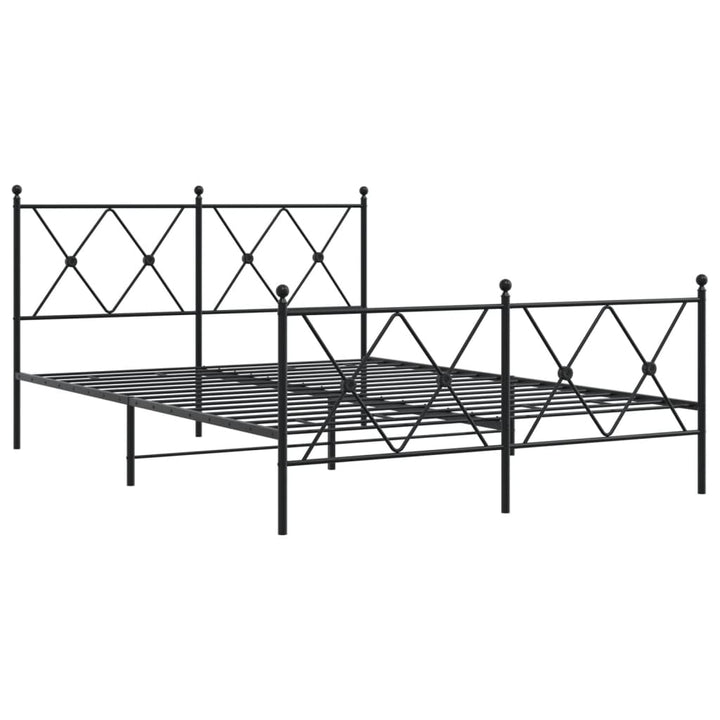 sengeramme med sengegavl og fodgærde 140x190 cm metal sort