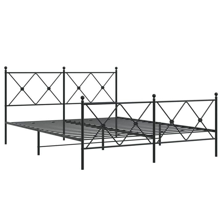 sengeramme med sengegavl og fodgærde 150x200 cm metal sort