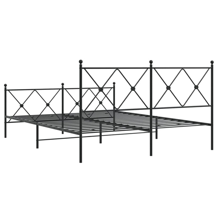sengeramme med sengegavl og fodgærde 150x200 cm metal sort