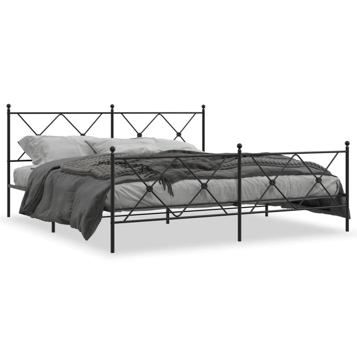 sengeramme med sengegavl og fodgærde 183x213 cm metal sort