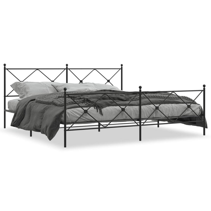 sengeramme med sengegavl og fodgærde 193x203 cm metal sort
