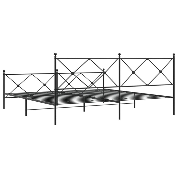 sengeramme med sengegavl og fodgærde 193x203 cm metal sort