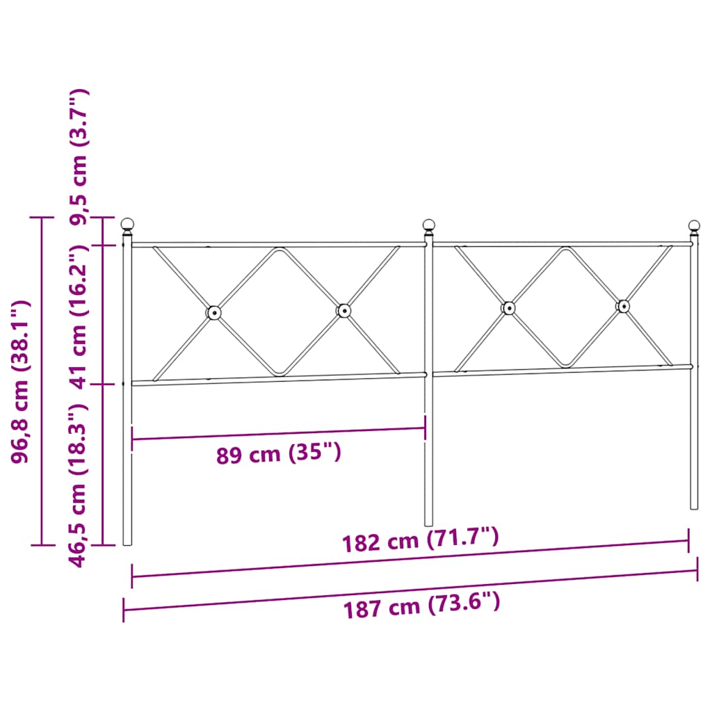 udskiftningsgavl 180 cm metal sort