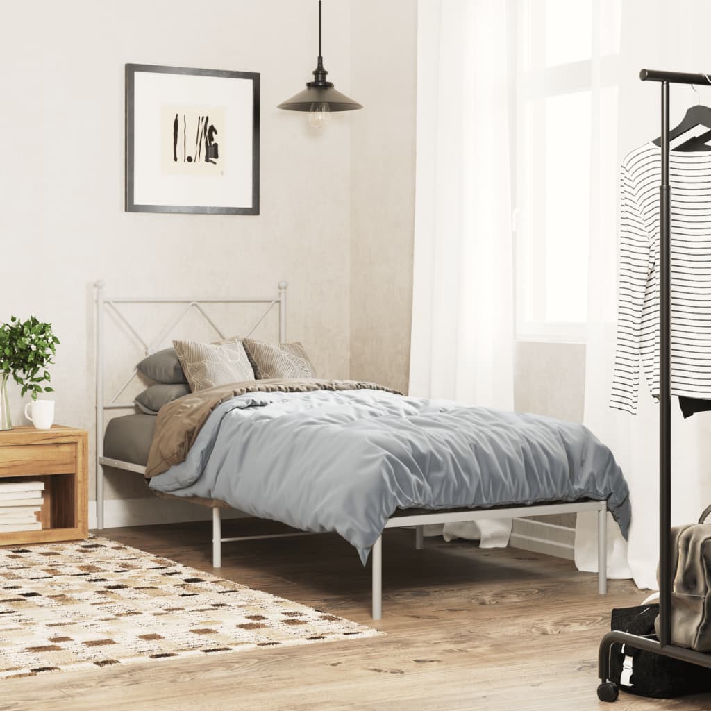 sengeramme med sengegavl 80x200 cm metal hvid