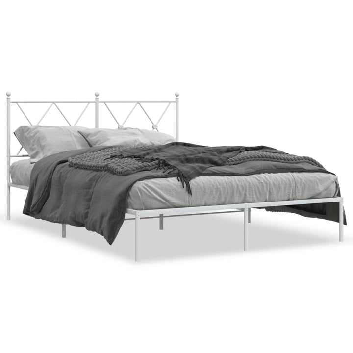 sengeramme med sengegavl 135x190 cm metal hvid