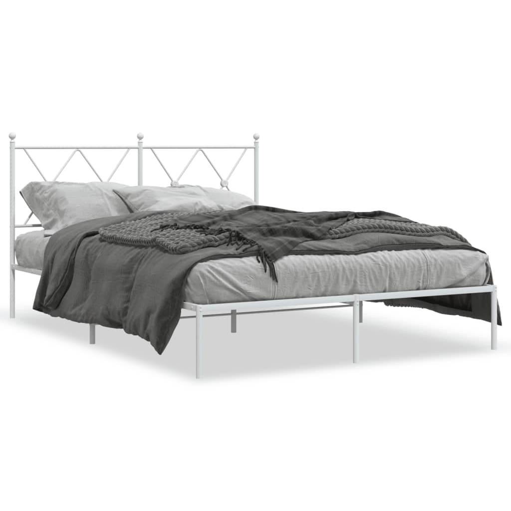 sengeramme med sengegavl 140x200 cm metal hvid