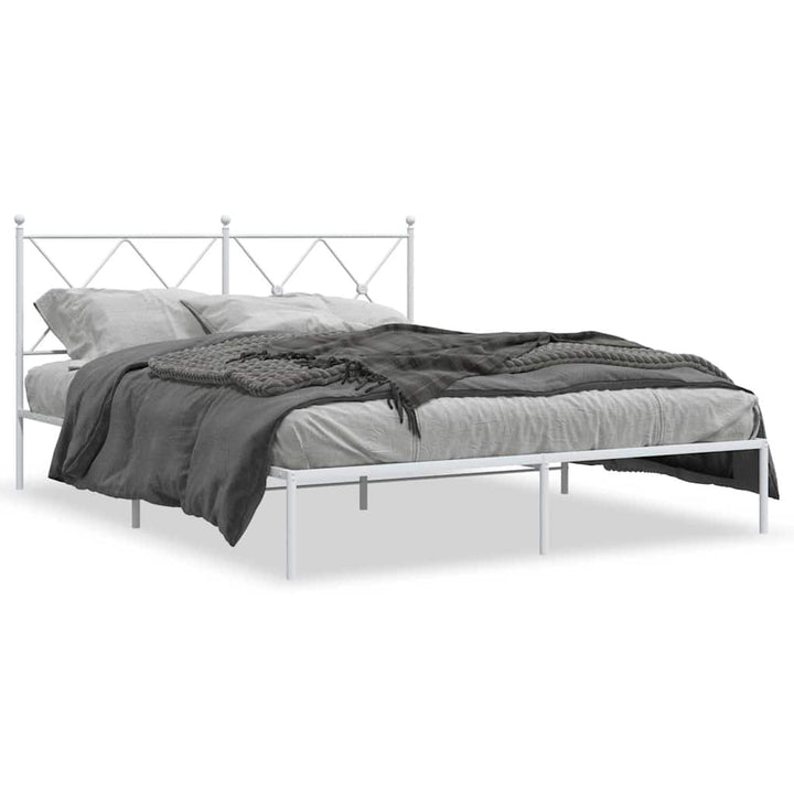sengeramme med sengegavl 150x200 cm metal hvid