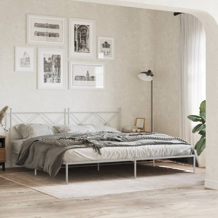 sengeramme med sengegavl 193x203 cm metal hvid