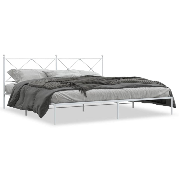 sengeramme med sengegavl 200x200 cm metal hvid