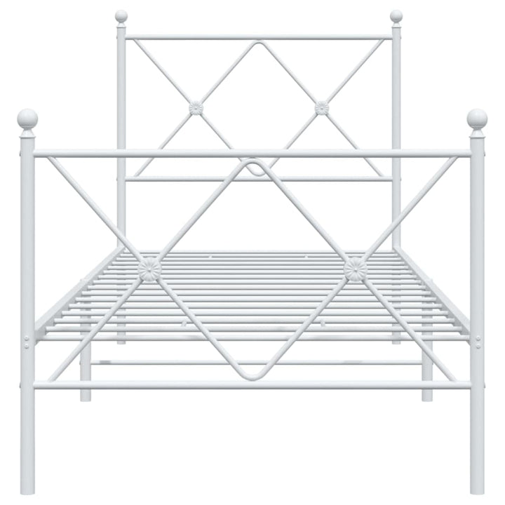 sengeramme med sengegavl og fodgærde 75x190 cm metal hvid