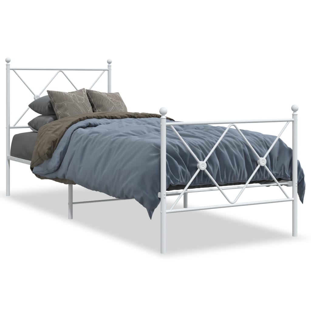 sengeramme med sengegavl og fodgærde 80x200 cm metal hvid