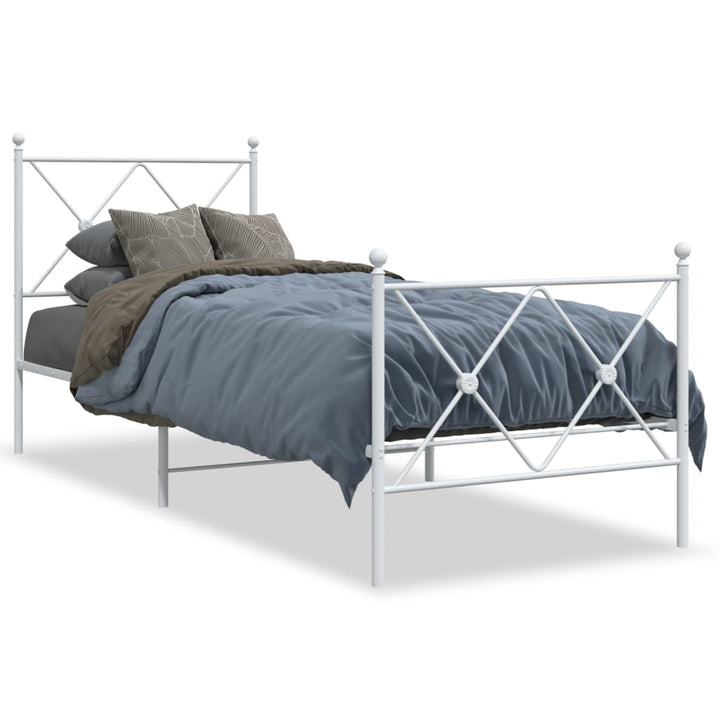 sengeramme med sengegavl og fodgærde 80x200 cm metal hvid