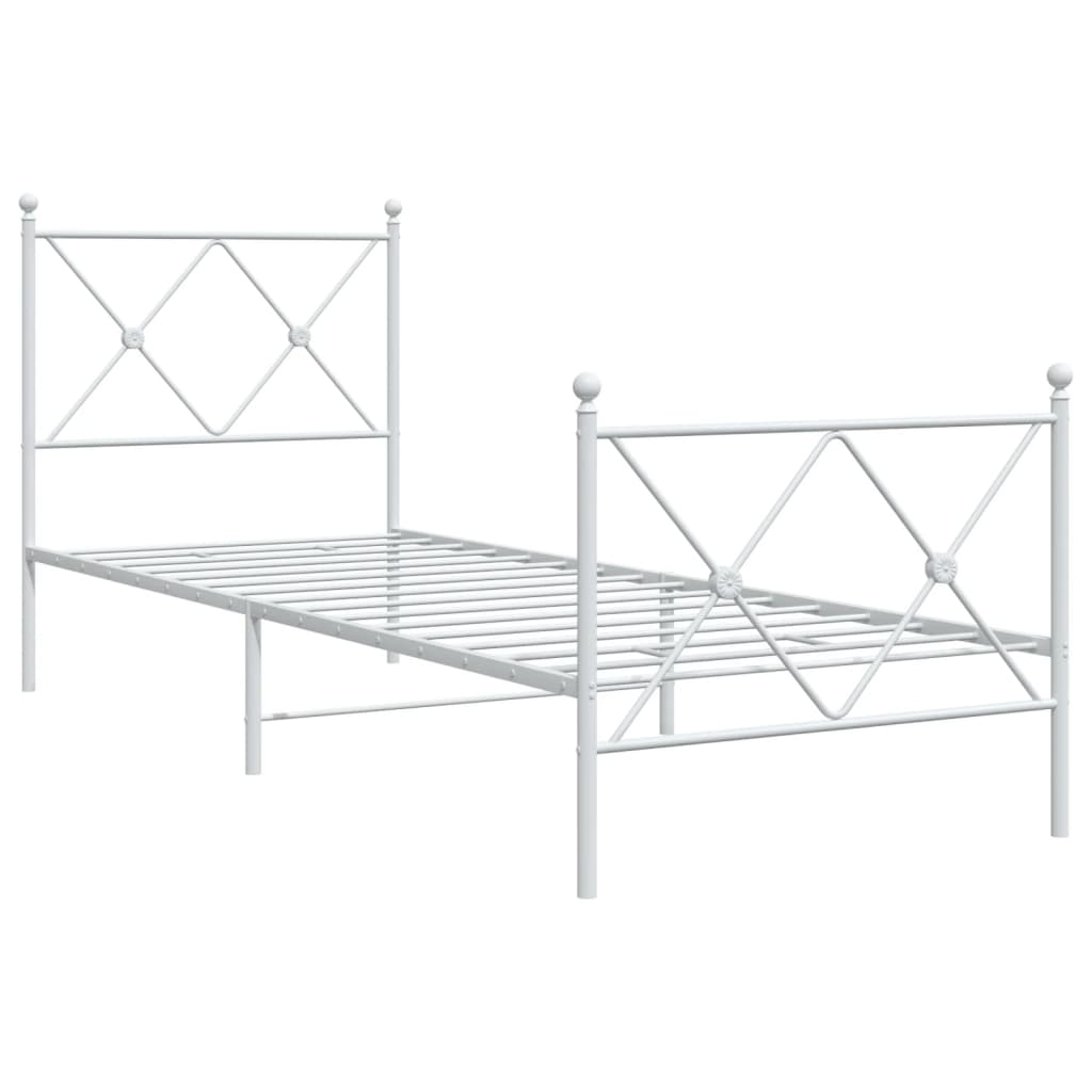 sengeramme med sengegavl og fodgærde 80x200 cm metal hvid