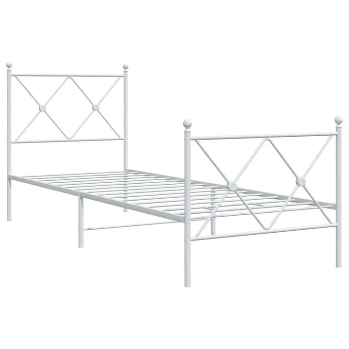sengeramme med sengegavl og fodgærde 80x200 cm metal hvid