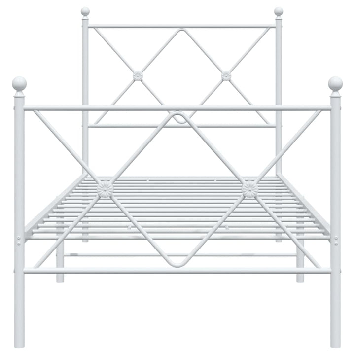 sengeramme med sengegavl og fodgærde 80x200 cm metal hvid