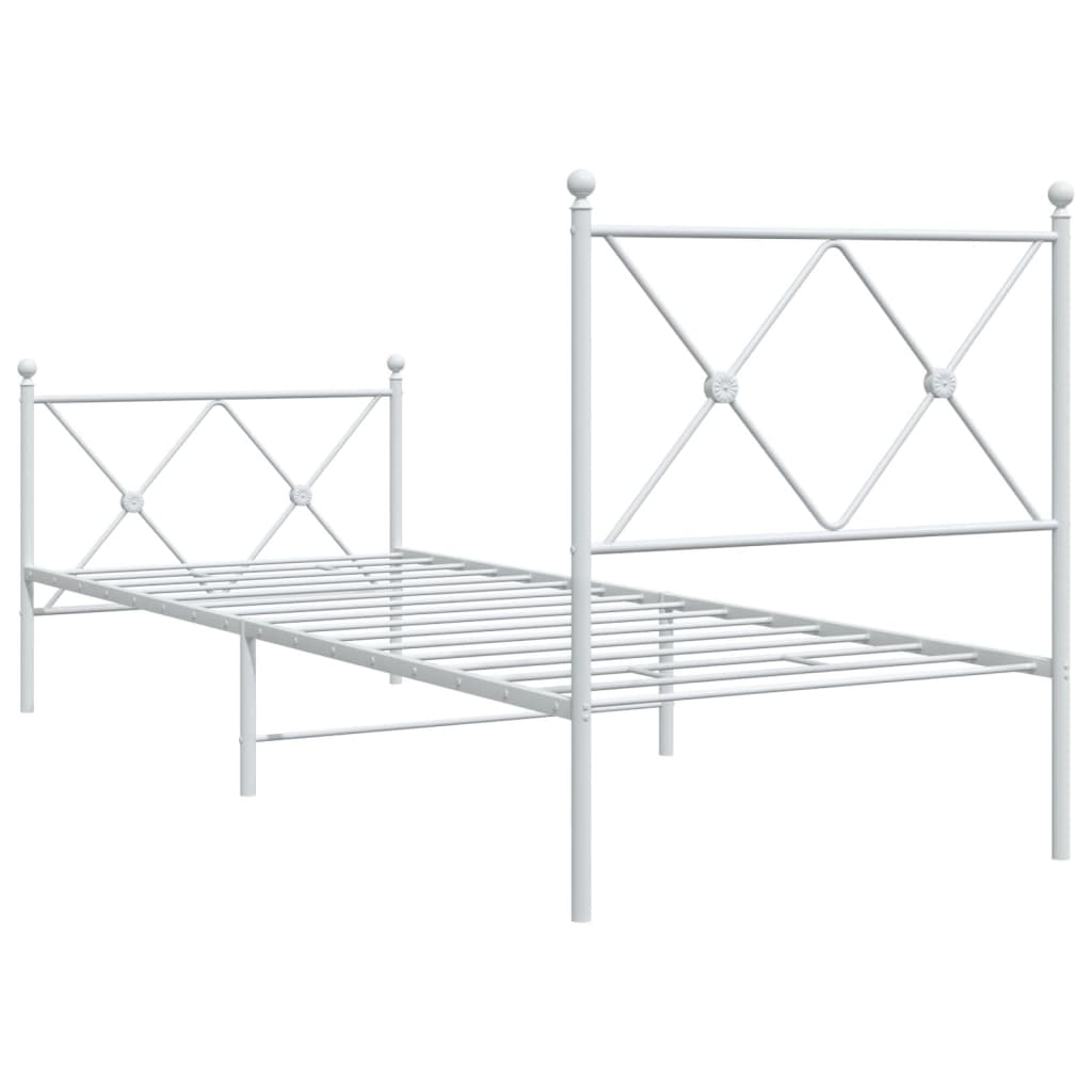 sengeramme med sengegavl og fodgærde 80x200 cm metal hvid