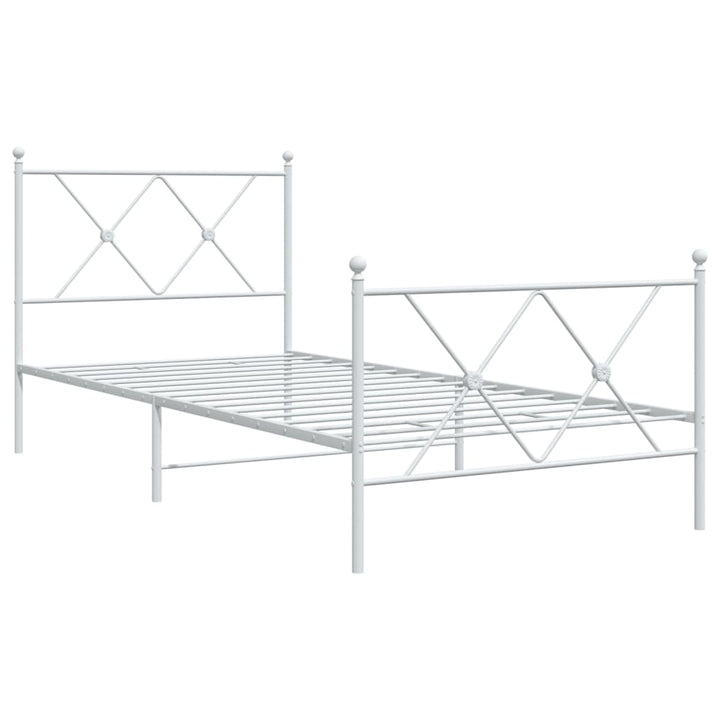 sengeramme med sengegavl og fodgærde 90x190 cm metal hvid