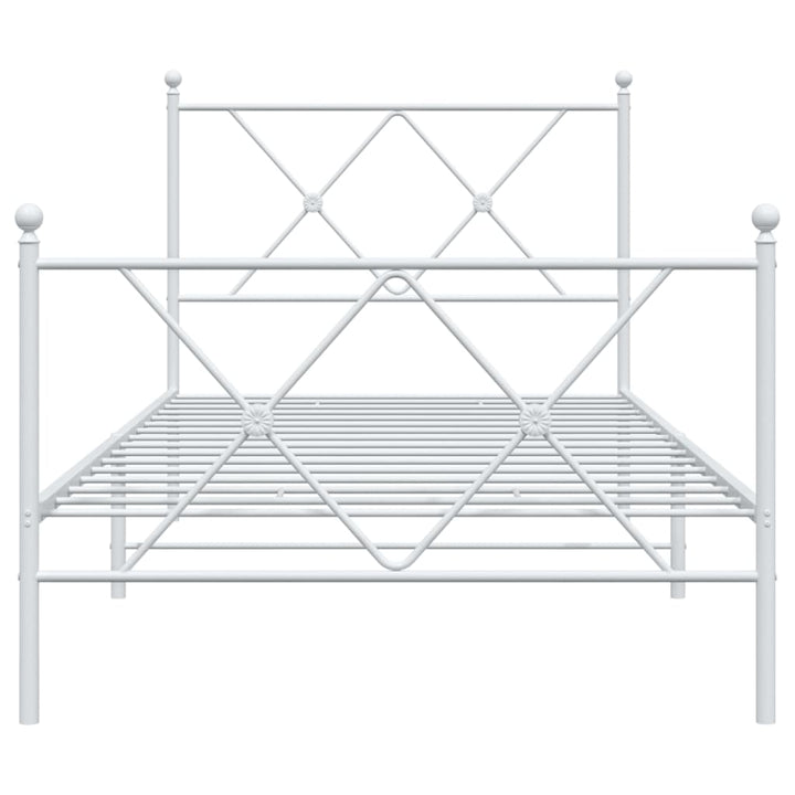 sengeramme med sengegavl og fodgærde 90x190 cm metal hvid