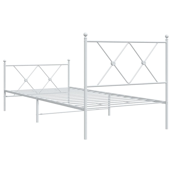 sengeramme med sengegavl og fodgærde 90x190 cm metal hvid