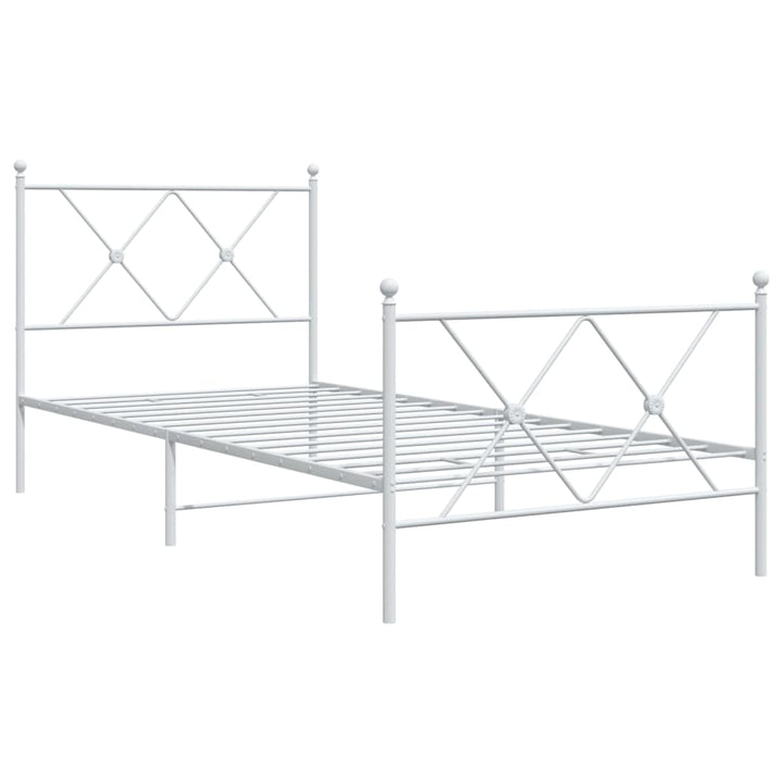 sengeramme med sengegavl og fodgærde 90x200 cm metal hvid
