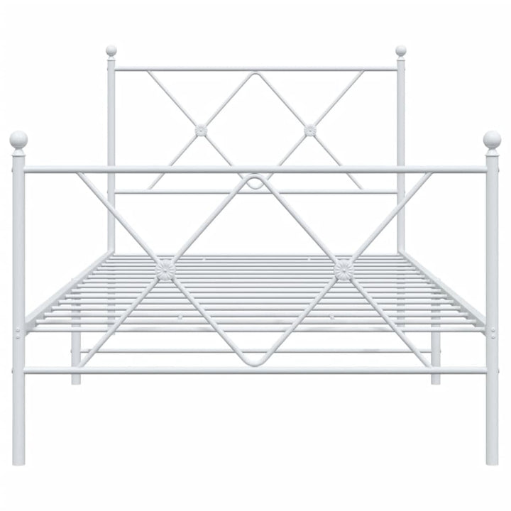 sengeramme med sengegavl og fodgærde 90x200 cm metal hvid