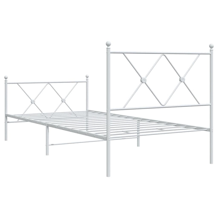 sengeramme med sengegavl og fodgærde 90x200 cm metal hvid