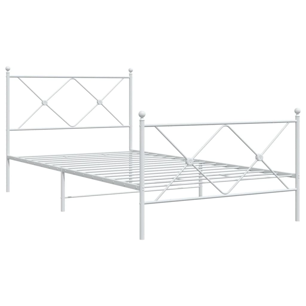 sengeramme med sengegavl og fodgærde 100x190 cm metal hvid